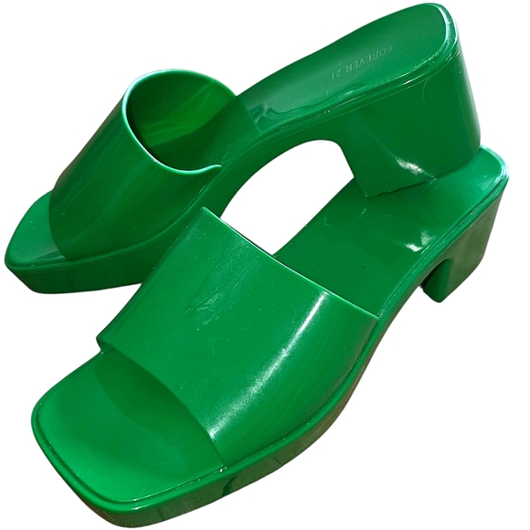 ☆Forever 21 Green Jelly Platform Sandals☆ - Picture 2 of 2